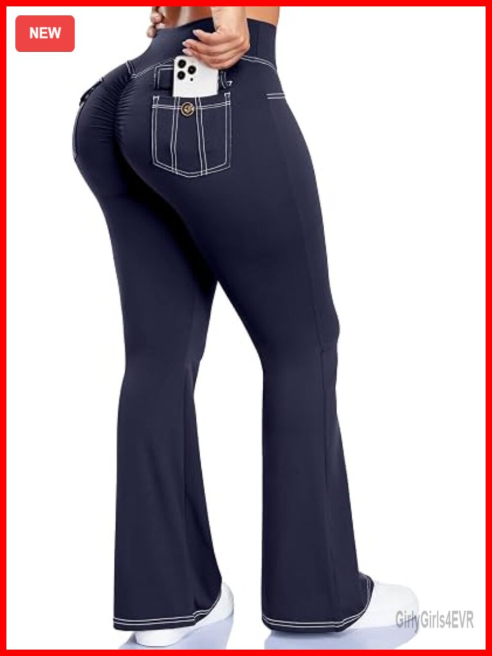 Scrunch Bootcut Flare Leggings with Pockets, Denim-Look, Yoga Pants